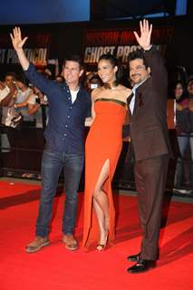 Tom Cruise, Paula Patton and Anil Kapoor at special screening of film Mission Impossible at IMAX