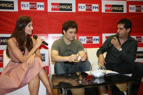 Julia Bliss, Shiney Ahuja and RJ Junaid at the launch of late night show on 92.7 BIG FM, Andheri, Mu