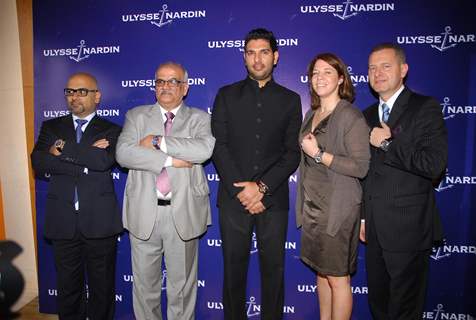 Indian cricketer Yuvraj Singh poses during the unveiling of 'Ulysse Nardin' limited edition watches in Mumbai