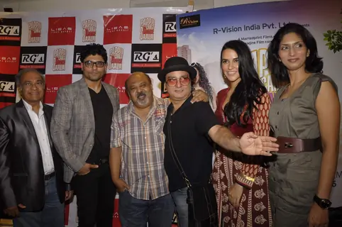 Saurabh Shukla with Vinay and Neha promote their film 'Pappu Can't Dance Saala' at Riyaj Ganji Libas