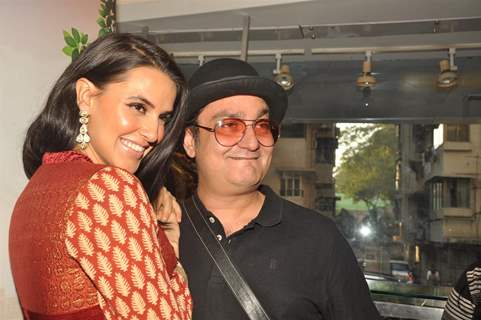 Vinay Pathak and Neha Dhupia promote their film 'Pappu Can't Dance Saala' at Libas showroom