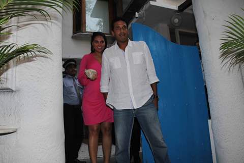 Lara Dutta & Tennis Ace Player Mahesh Bhupati poses during Lara Dutta's baby Shower in Mumbai