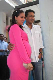 Lara Dutta & Tennis Ace Player Mahesh Bhupati poses during Lara Dutta's Baby Shower in Mumbai