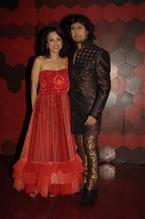 Madhurima with Sonu Niigam at Madhurima Nigam launches mens wear line in Trilogy.