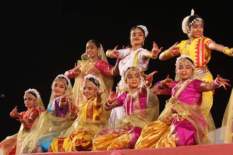 Priyanka Chopra with children during the Brahma Kumaris Conclude Megha Platinum Jubilee Celebrations