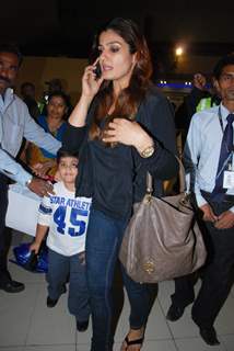 Raveena Tandon snapped at Airport returns from their vacation