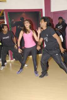 Aarti Chabbria practicing dance steps for New Year's bash at Andheri. .