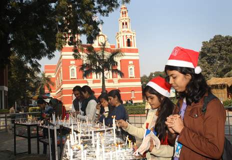 Devotees at the Sacred Heart Cathedral in New Delhi on the eve of Christmas