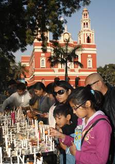 Devotees at the Sacred Heart Cathedral in New Delhi on the eve of Christmas