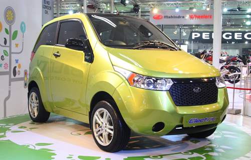Mahindra Reva electric car, at Auto Expo 2012 in New Delhi