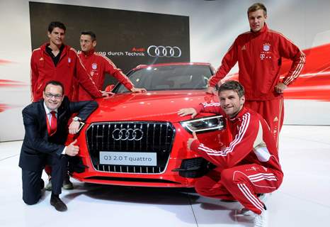 Football superstars from Bayern Munich and German national team with Michael Perschke, Head, Audi India at Auto Expo