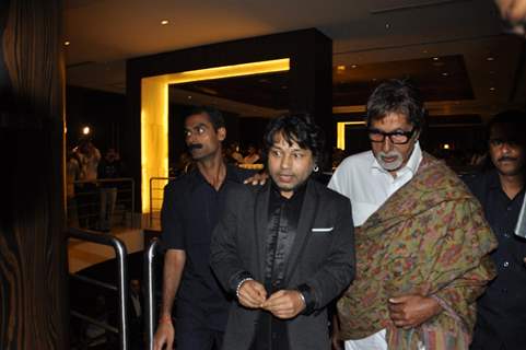 Kailash Kher with Amitabh Bachchan during the release of his new album &quot;Kailasha Rangeele&quot; in Mumbai