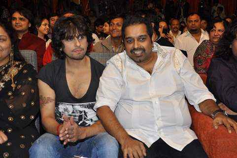 Sonu Niigam, Shankar Mahadevan during the release of Kailash Kher's new album &quot;Kailasha Rangeele&quot;