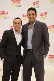 Rahul Bose and Mahesh Bhupati pose as part of the Colgate total campaigning for "Healthy Mouth"