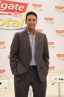 Tennis champion Mahesh Bhupati pose as part of the Colgate total campaigning for &quot;Healthy Mouth&quot;