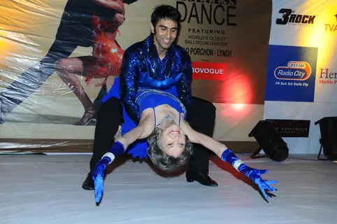Tao Porchon-Lynch performing with Sandip Soparkar in show 'Ageless Dance' at Sheesha Lounge in Andhe