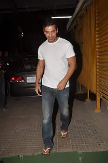 John Abraham at a private screening in Bandra, Mumbai