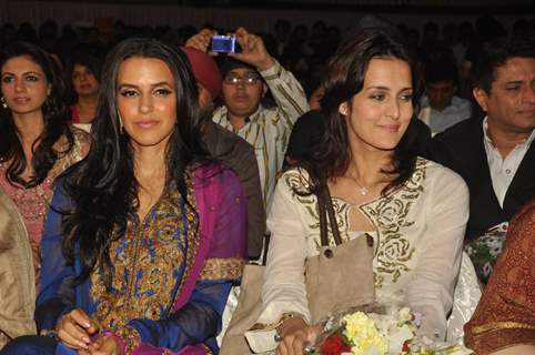 Neha Dhupia and Tulip Joshi attending &quot;Lohri Di Raat&quot; festival in Mumbai