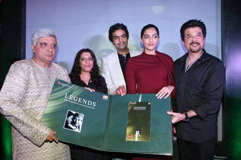 Anil Kapoor, Sonam Kapoor, Javed Akhtar at launch of music album 'LEGENDS - KAIFI AZMI' by Saregama music at Hotel Novotel in Juhu, Mumbai