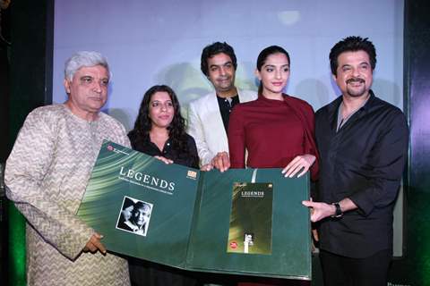 Anil Kapoor, Sonam Kapoor, Javed Akhtar at launch of music album 'LEGENDS - KAIFI AZMI' by Saregama music at Hotel Novotel in Juhu, Mumbai