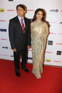 Madhuri Dixit with Hubby at 57th Filmfare Awards 2011 Nominations Party at Hotel Hyatt Regency