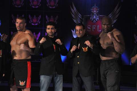 Sanjay Dutt and Raj Kundra launch Super Fight League 'SFL' at Novotel Hotel