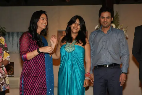 Ekta Kapoor with Mona and Pawan launches TV serial 'Kya Huaa Tera Vaada' on Sony TV at JW Marriott