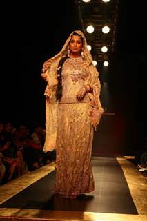 Leading model on the ramp for Essence of Kashmir show at Marine Plaza. .