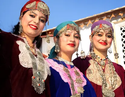 Folk artists form J&K at the press preview of tableaux participating in Republic Day Parade,in New Delhi. .