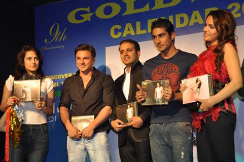 Tulip, Prateik, Shazahn and Sohail Khan at Gold Gym 2012 calendar launch in Bandra, Mumbai