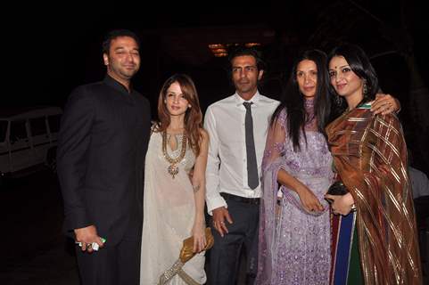 Arjun Rampal with wife, Sussanne K Roshan at Ritesh & Genelia Sangeet ceremony at Hotel TajLands End