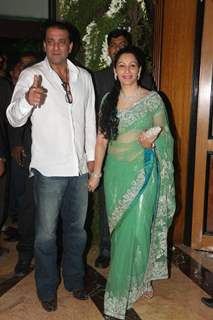 Sanjay Dutt with Manyata at Ritesh & Genelia Sangeet ceremony at Hotel TajLands End in Mumbai