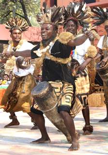 Folk artists from Congo at the 26th Surajkund Craft Mela, Faridabad