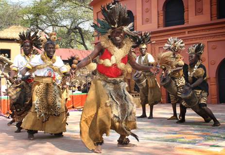 Folk artists from Congo at the 26th Surajkund Craft Mela, Faridabad