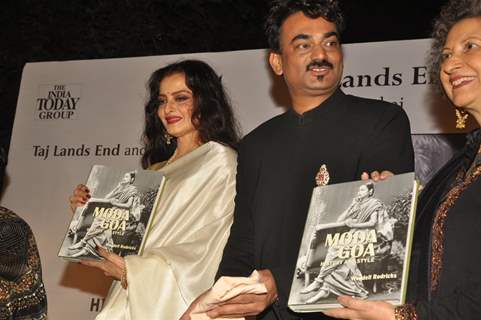 Rekha launch Designer Wendell Rodricks trendy yet traditional Goan culture  book 'Moda Goa' at Taj Lands End