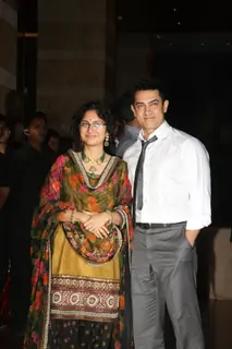 Aamir Khan with Kiran Rao grace Ritesh Deshmukh & Genelia Dsouza wedding reception in Mumbai