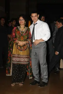 Aamir Khan with Kiran Rao grace Ritesh Deshmukh & Genelia Dsouza wedding reception in Mumbai