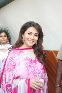 Madhuri Dixit Nene interacts with Cancer affected little patients on World Cancer Day organised by Pawan Hans at Juhu, Mumbai