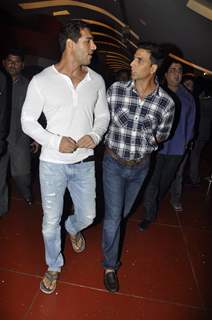 John Abraham and Akshey Kumar at Housefull 2 first look launch, Cinemax, Mumbai. .