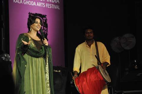 Bollywood actress Vidya Balan during the music launch of upcoming hindi film “Kahaniya” directed and co-produced by Sujoy Ghosh at Kala Ghoda Arts Festival