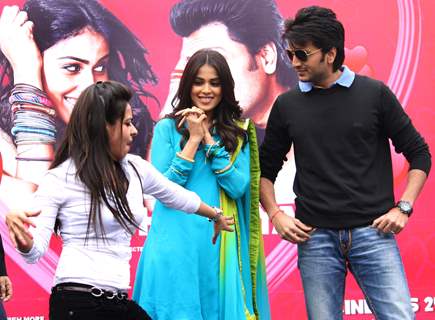 Bollywood actors Genelia D'Souza and Ritesh Deshmukh at a promotional event of their film &quot;Tere Naal Love ho Gaya&quot;, in New Delhi on  Valentine Day 14 Feb 2012. .