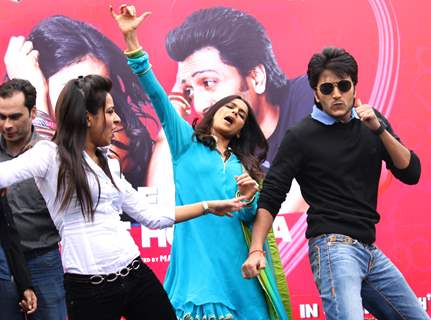 Bollywood actors Genelia D'Souza and Ritesh Deshmukh at a promotional event of their film &quot;Tere Naal Love ho Gaya&quot;, in New Delhi on  Valentine Day 14 Feb 2012. .