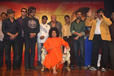 Padamshri Anup Jalota starring as Satya Sai Baba for film Satya Sai Baba launch at Iskon Auditorium, Juhu, Mumbai