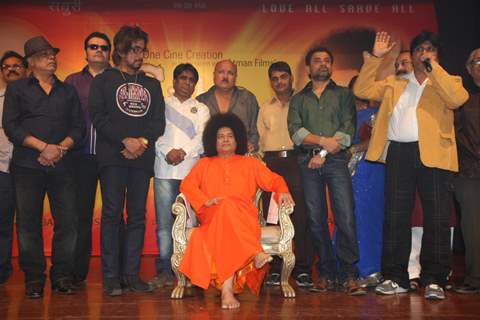 Padamshri Anup Jalota starring as Satya Sai Baba for film Satya Sai Baba launch at Iskon Auditorium, Juhu, Mumbai