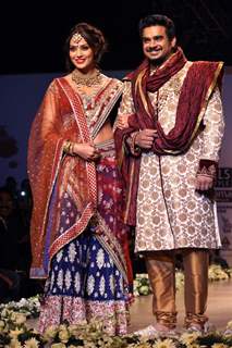 Bollywood actors Bipasha Basu and Madhavan during designer Rocky S show, at the Wills Lifestyle India Fashion week 2012,in New Delhi on Saturday. .