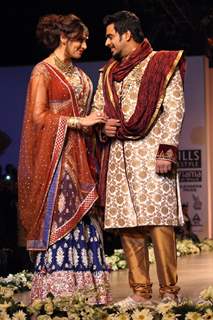 Bollywood actors Bipasha Basu and Madhavan during designer Rocky S show, at the Wills Lifestyle India Fashion week 2012,in New Delhi on Saturday. .