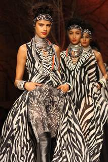 Models displays a creations by designer Payal Jain at the Wills Lifestyle India Fashion week 2012,in New Delhi on Saturday. .