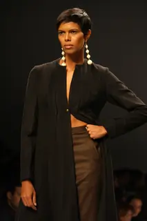 A model displays a creation by designer Meera Ali at the  Wills Lifestyle India Fashion week 2012,in New Delhi on Sunday. .