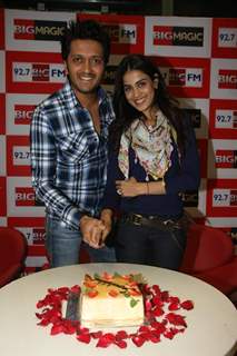 Ritesh & Genelia promoting their film Tere Naal Love Ho Gaya at 92.7 BIG FM Studios in Andheri, Mumbai