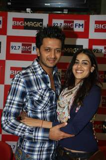 Ritesh & Genelia promoting their film Tere Naal Love Ho Gaya at 92.7 BIG FM Studios in Andheri, Mumbai